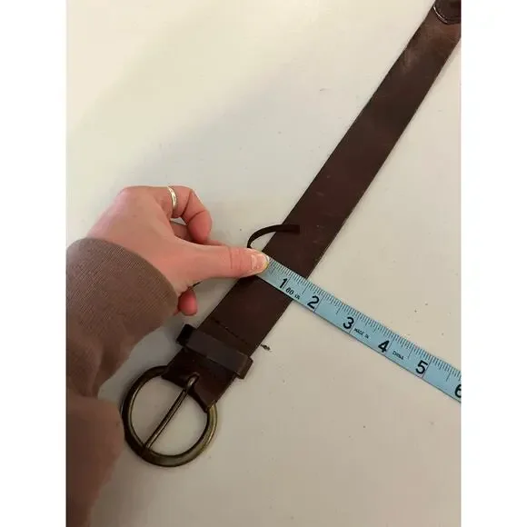 GAP Brown Genuine Leather Brass Buckle Belt Unisex Size Small - Picture 9 of 12